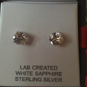Sterling silver white sapphire stud earrings